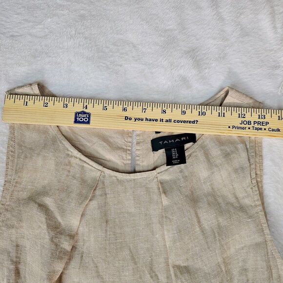 NWOT Tahari 100% Linen Sleeveless Belted Dress with Pockets Size 4 - Picture 12 of 16